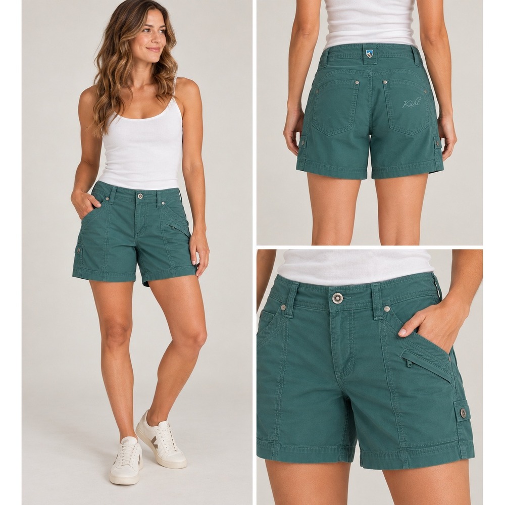 Kuhl Splash Shorts Women 10 Green Cargo Hiking Utility Gorpcore Outdoorsy